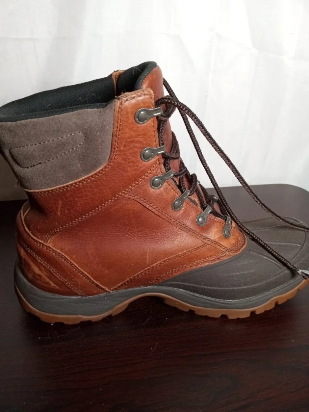 L.L.Bean Men's Waterproof Leather Duck Boots Brown/Black Lace-Up US 10 M